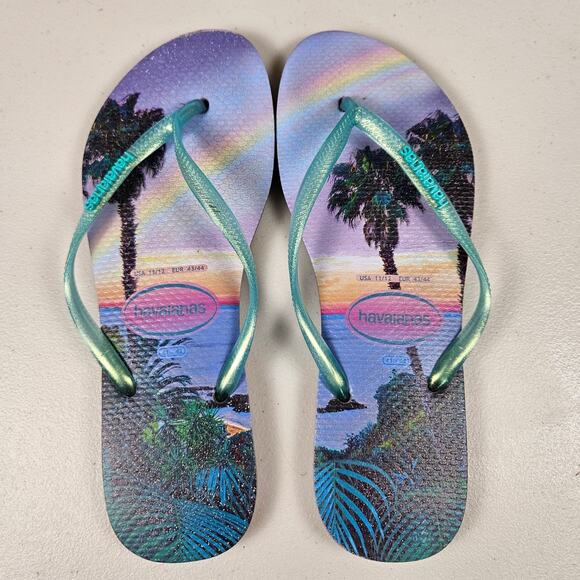 Havianas Slim Paisage Flop Flop Quiet Lilac Sandal Thong Vacation Pedicure 11/12 - Picture 1 of 13
